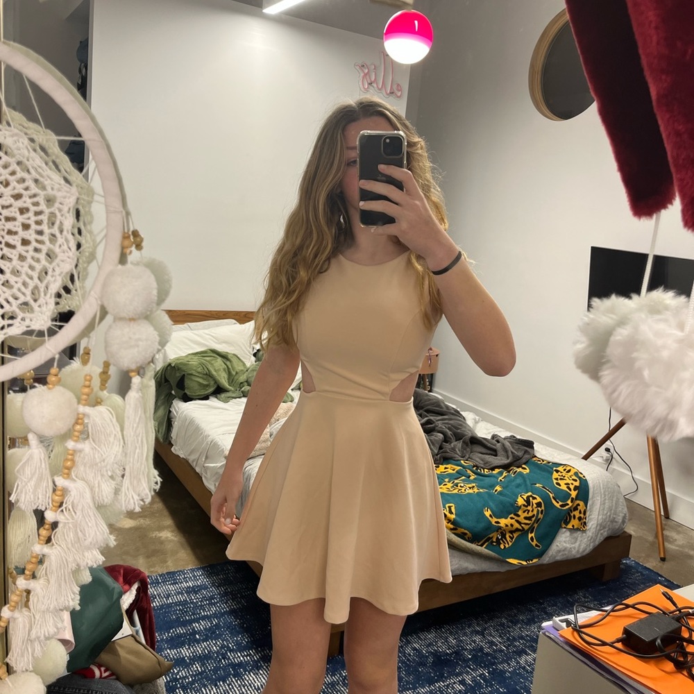 LULUS peach mini dress cut out sides